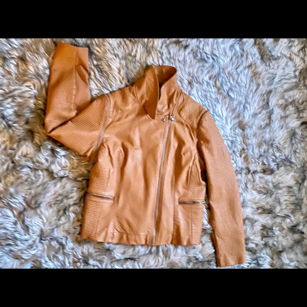 Light Brown Faux Leather Jacket